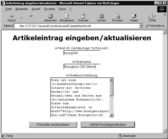 Das Artikel-Formular ausfüllen Das Artikel-Formular ausfüllen