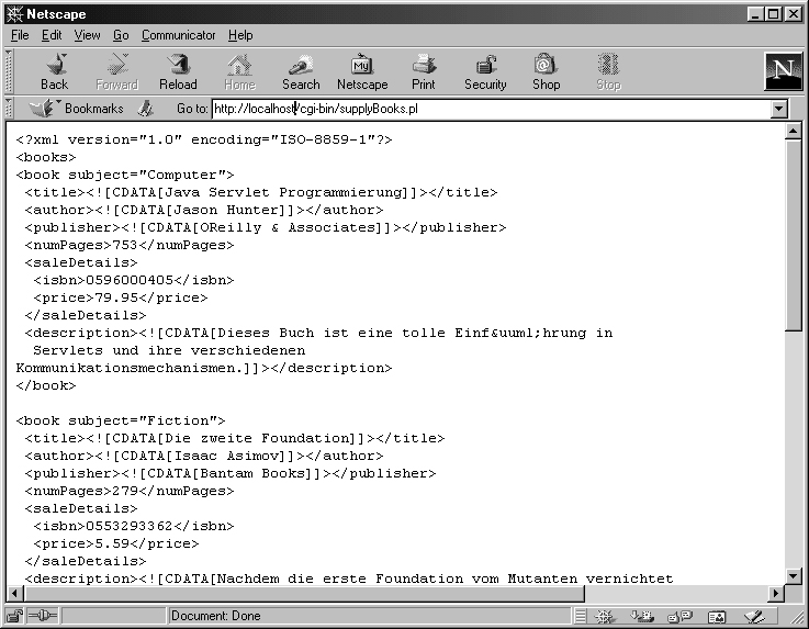 XML-Ausgabe des Skripts supplyBooks.pl XML-Ausgabe des Skripts supplyBooks.pl