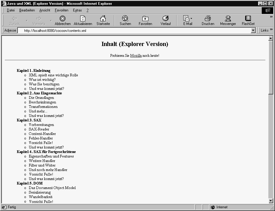 contents.xml, dargestellt mit dem Internet Explorer contents.xml, dargestellt mit dem Internet Explorer